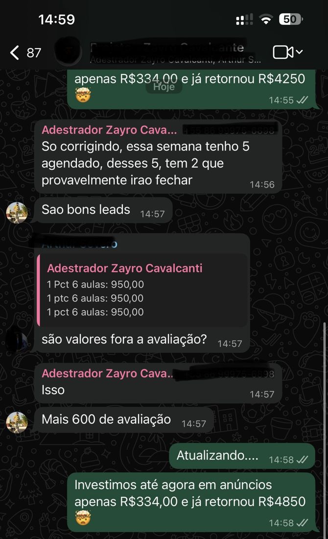 Depoimento de cliente da Salviano em conversa no WhatsApp