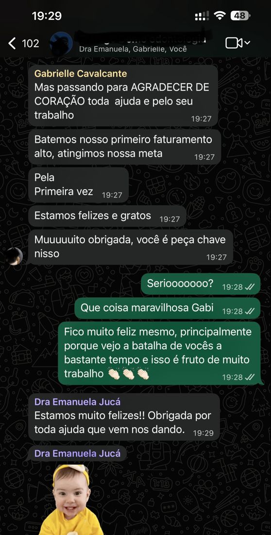 Depoimento de cliente da Salviano em conversa no WhatsApp