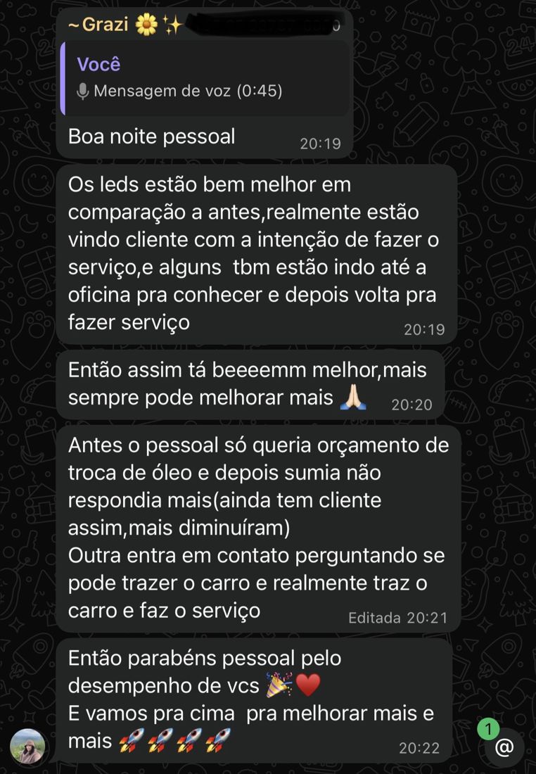 Depoimento de cliente da Salviano em conversa no WhatsApp
