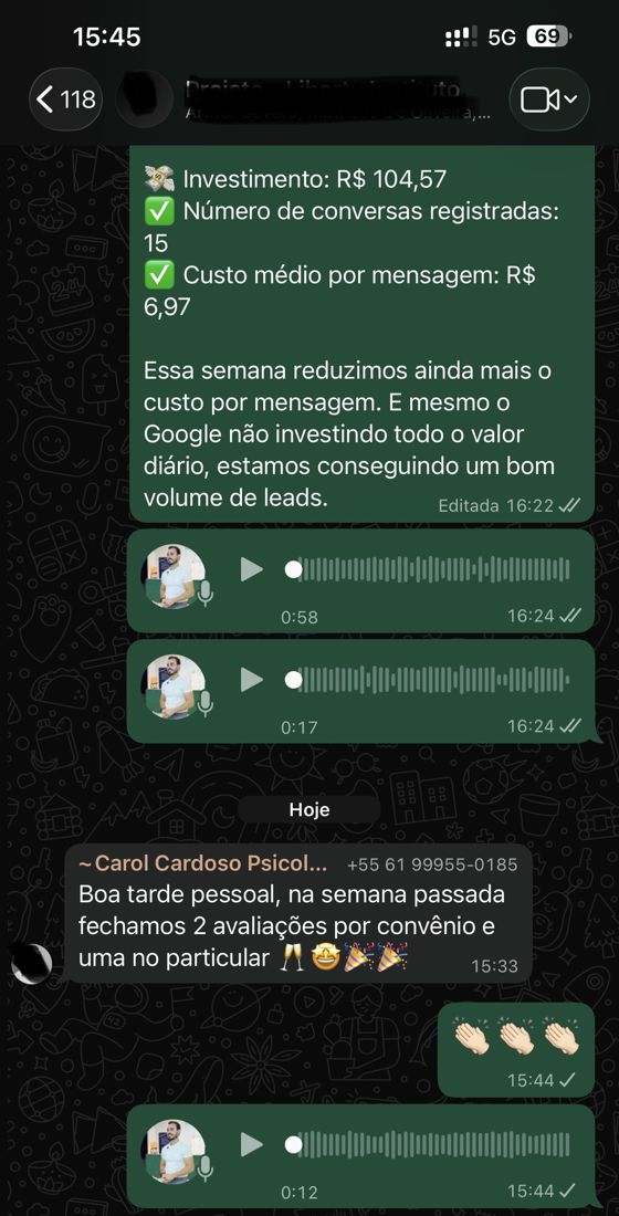 Depoimento de cliente da Salviano em conversa no WhatsApp