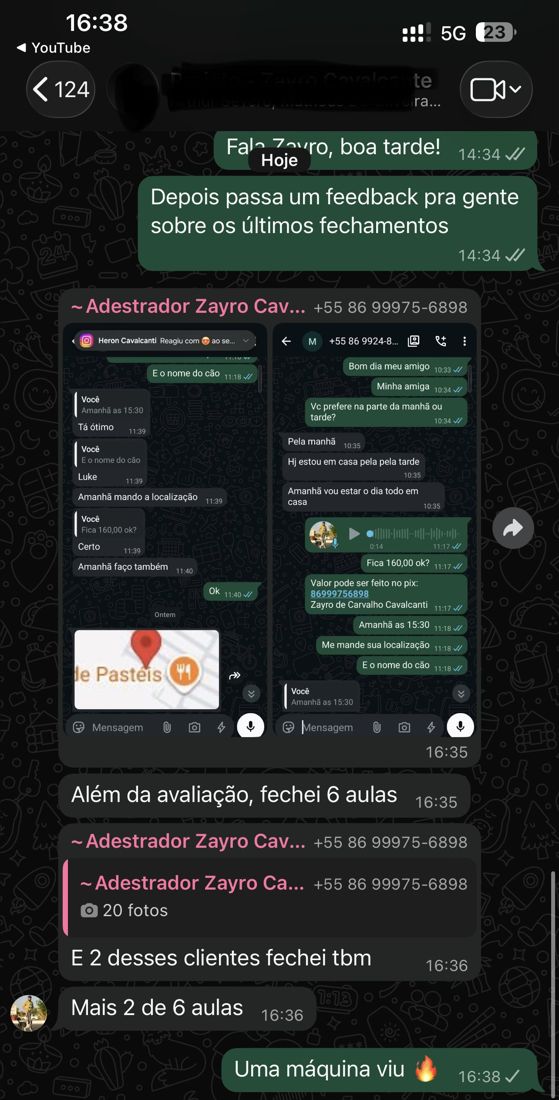 Depoimento de cliente da Salviano em conversa no WhatsApp