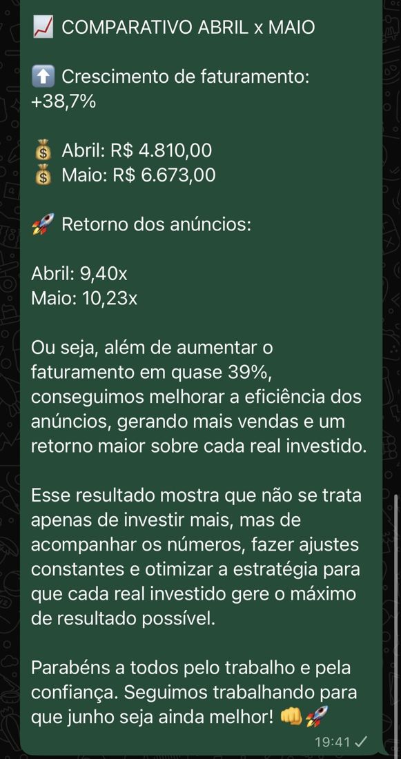 Depoimento de cliente da Salviano em conversa no WhatsApp