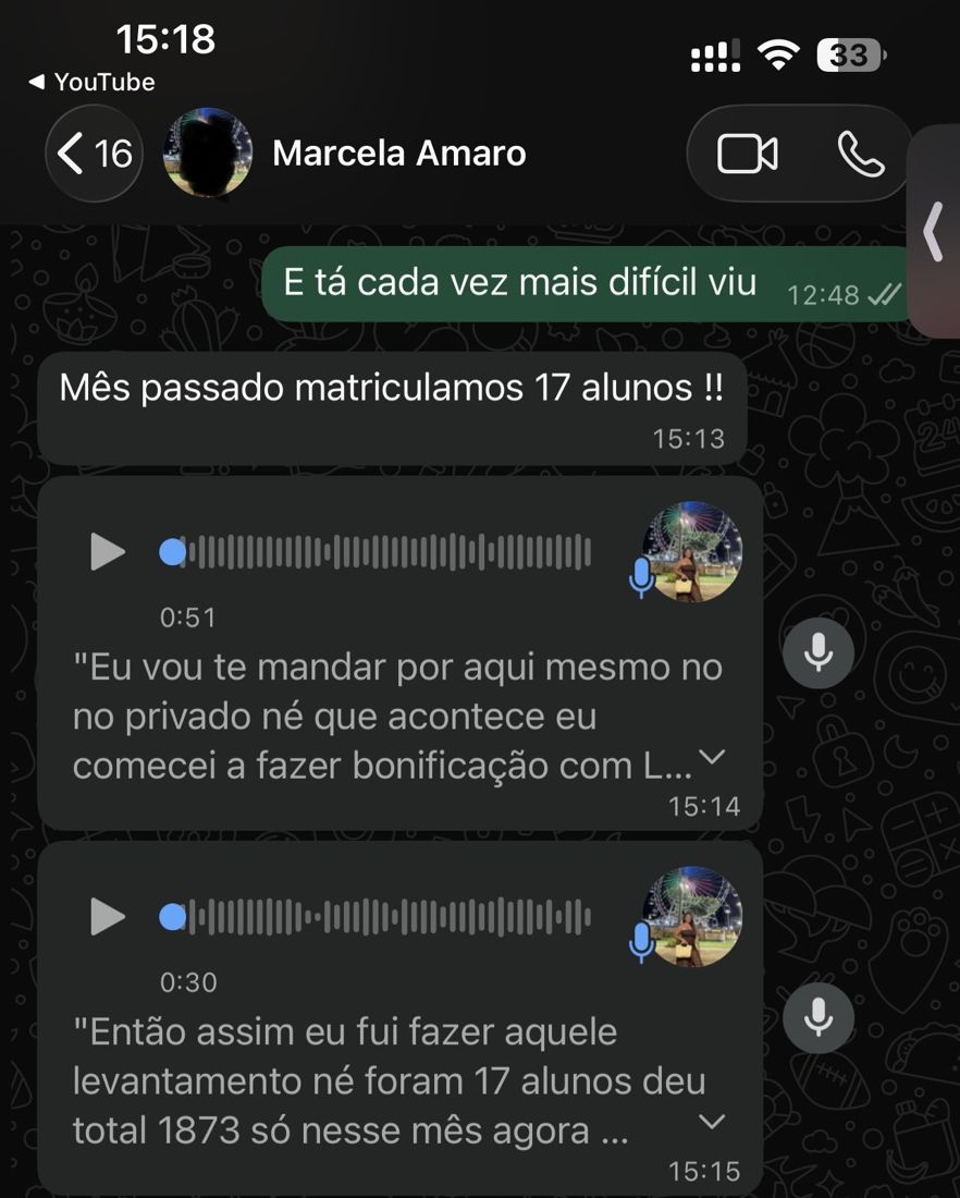 Depoimento de cliente da Salviano em conversa no WhatsApp