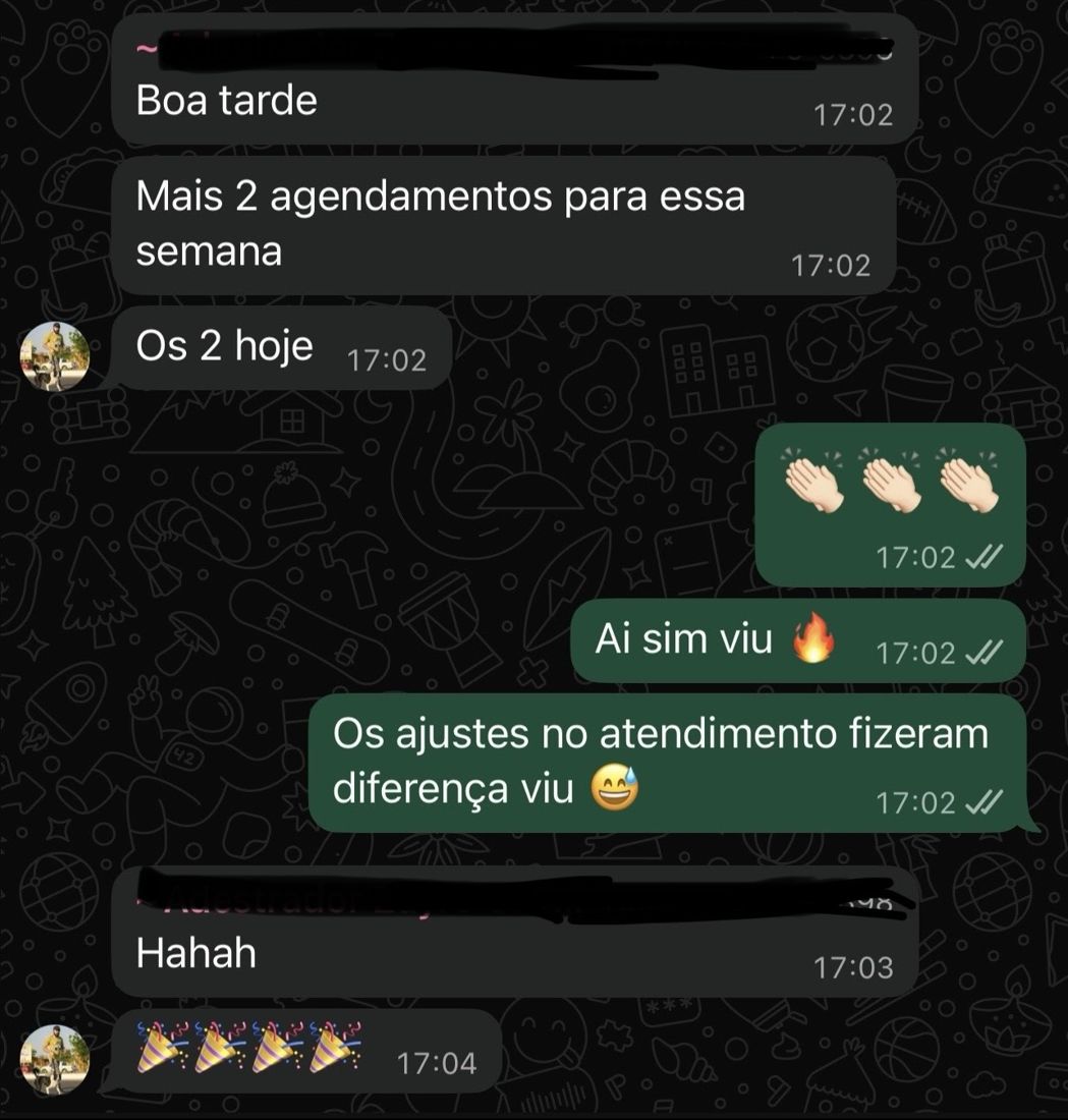 Depoimento de cliente da Salviano em conversa no WhatsApp